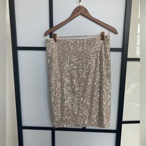 Champagne sequined pencil skirt